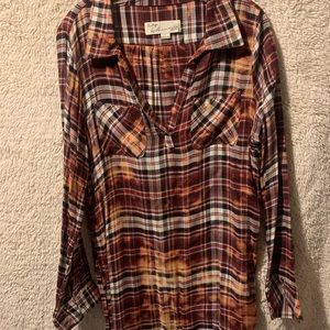 Acid wash Vintage Havana Plaid Blouse